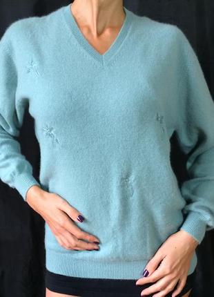 Кашемировый свитер голубой 46-48 размер4 фото