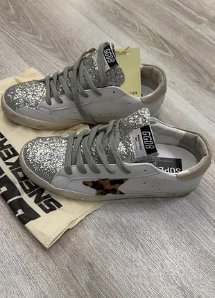 Голден гус кеди шкіряні golden goose white silver black