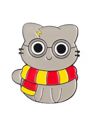 Значок гаррі потер сірий кіт у шарфику gryffindor cat hogwarts шарф harry potter окуляри брошка грифіндор котик хоґвортс