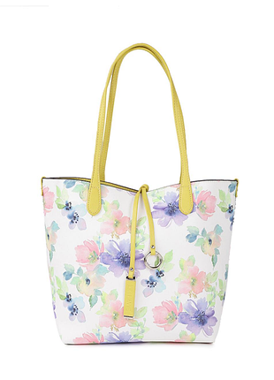 Сумка тоут david jones floral reversible bag yellow cm3836 жіноча велика містка шопер з принтом квіти біла жовта екошкіра на плече оригінал