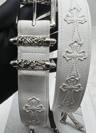 Білий ремінь chrome hearts белый ремень хром хартс
