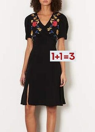 1+1=3 🎁 легка сукня з вишивкою та розрізами від topshop