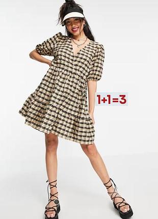 1+1=3 🎁 сукня у клітинку з оборками від new look