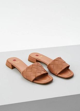 Шлепанцы мюли hogl натуральная кожа р. 39-40 уст. 26 см кожаные плетеные