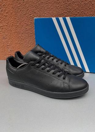 Оригінальні чоловічі шкіряні кросівки adidas stan smith 47-48 розмір 31.5 см чорного кольору