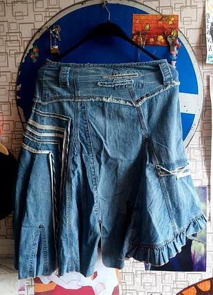 Джинсовая юбка асимметричная hippie y2k cute punk grunge