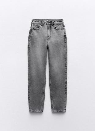 Джинси zara, сірі mom fit / straight, розмір eur 32 (xs)