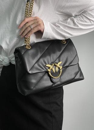Сумка pinko big love bag puff maxi quilt black/gold
