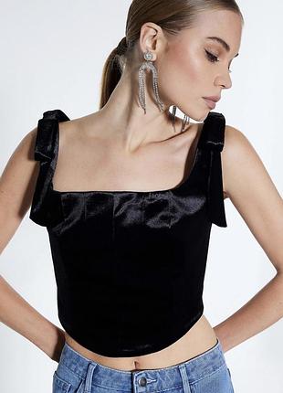 Новий оксамитовий корсетний топ river island з бантами, розмір m (новий)