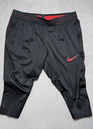 Штани nike strike dri-fit футбольні тренувальні 3/4 чорні червоні m звужені спорт