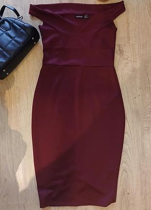 🌹 бордовое платье boohoo (eu 38–40)
