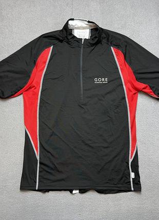 Футболка gore running wear мужская m черная красная half-zip беговая велосипедная спорт