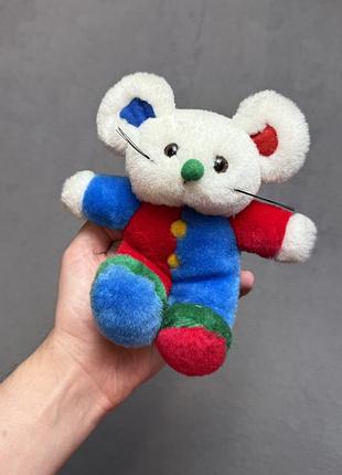 Плюшева мишка вінтаж 15 см біла кольорова м'яка іграшка ретро 80-90ті teddy mouse
