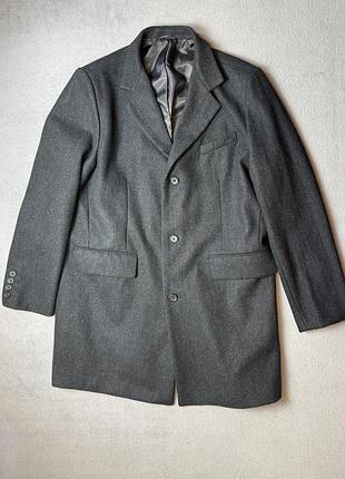 Мужское шерстяное пальто burton серое классическое полупальто размер xl шерсть