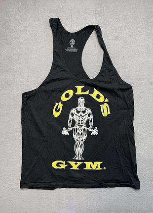 Мужская майка стрингер gold's gym черная xl спортивная борцовка для тренировок зала