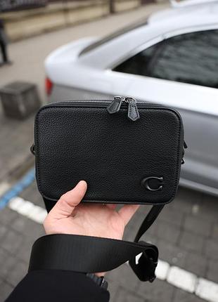 Сумка coach charter crossbody bag 19 in pebble leather total black