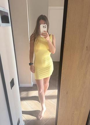 Жовта лимонна  міні сукня 5