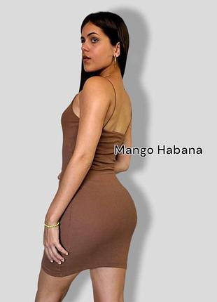 Новое эффектное женское платье коричневого цвета. ткань тянется ￼ от mango

￼ размер с 2