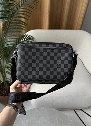 Сумка louis trio messenger damier vuitton graphite canvas grey 4