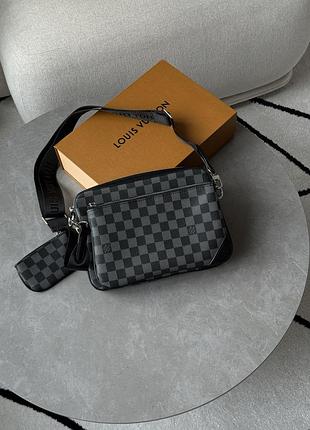 Сумка louis trio messenger damier vuitton graphite canvas grey 5
