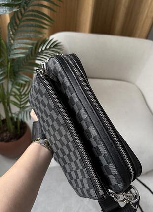 Сумка louis trio messenger damier vuitton graphite canvas grey 9