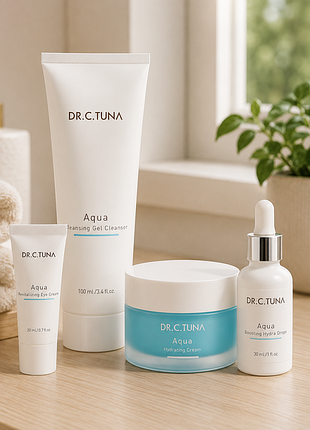 Набор farmasi dr. c. tuna aqua глубокое увлажнение 4 в 1 – крем, сыворотка, гель для умывания, крем для глаз