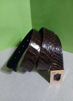 Ремень мужской, винтажный, 111×2,8, кожа рептилии, есть недостаток, франция, без упаковки. 3