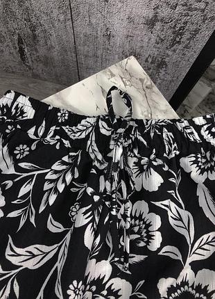 Чорні широкі жіночі штани чорно-білі l/xl черные широкие женские штаны брюки черно-белые 5