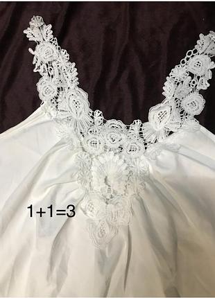 Жіночий одяг💙біла  майка  з мереживом 💛48/4xl/56