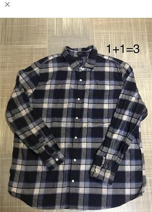 Gap💙чоловічий одяг/тепла синьо-сіра сорочка💛44/xxl/52