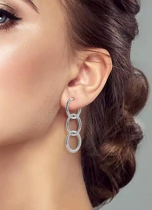 Серебряные звенья: длинные серьги-каскады из стерлингового серебра 925 пробы 4