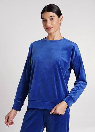 Жіночий велюровий світшот вільного крою giulia soft winter 4405/080 l navy-navy