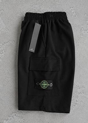 Шорты stone island чёрные для мужчин, шорты стон айленд хлопковые на лето, базовые шорты с патчем xl