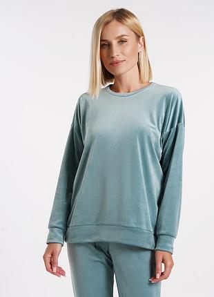 Жіночий велюровий світшот вільного крою giulia soft winter 4405/080 l green-mint
