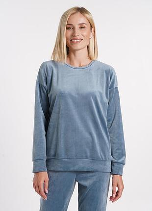 Жіночий велюровий світшот вільного крою giulia soft winter 4405/080 l blue-smoky blue