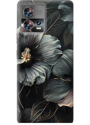 Чехол силиконовый на телефон motorola edge 30 fusion 5g черные цветы "6031u-3198-58250"