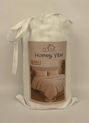 Простынь на резинке homey vibe страйп-сатин 200х200 white