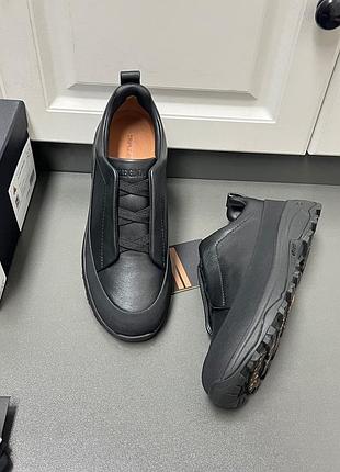 Чоловічі шкіряні кросівки zegna демісезонні чорні 45р (29.5см)