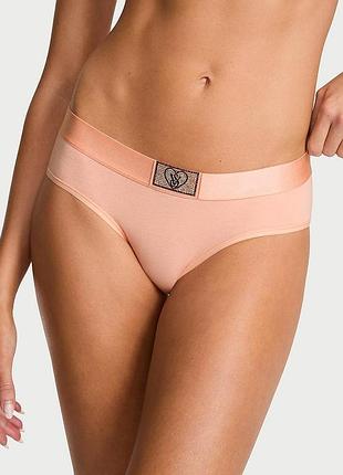 Женские трусики victoria's secret (293779546873) logo cotton shine patch hiphugger xs персиковые