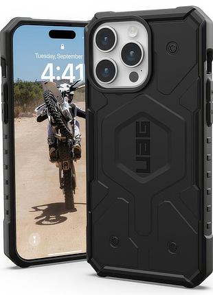 Чехол uag с magsafe для iphone 15 pro max черный защищает от ударов и царапин