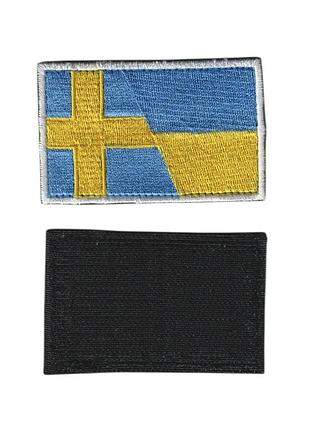 Шеврон зсу, військовий / армійський, україна- швеція прапор, на липучці, 5 см * 8 см