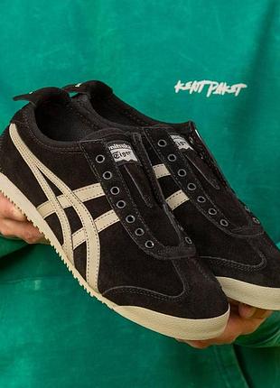 Чёрные кроссовки унисекс asics onitsuka tiger mexico 66 slip-on black х асикс 44