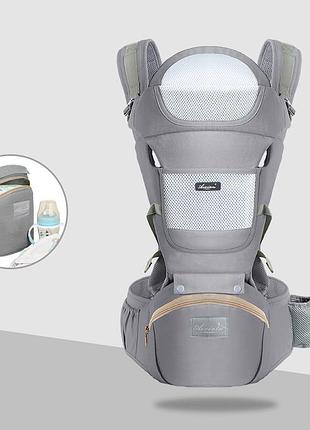 Рюкзак-кенгуру fruiteam baby carrier 6 в 1 для переноски детей сірий