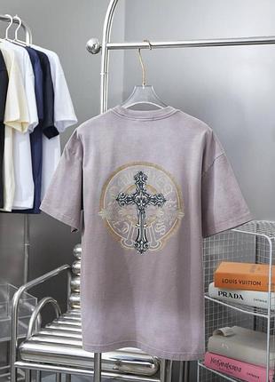 Футболка chrome hearts унисекс лиловая ✦ стильная брендовая футболка с вышивкой