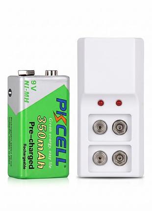 Комплект "крона акумулятор 9v 350 mah + зарядний пристрій для батарейок крона"