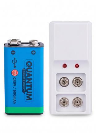 Комплект "крона акумулятор 9v 600 mah + зарядний пристрій для батарейок крона"