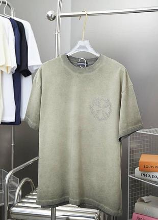 Футболка chrome hearts унисекс хаки ✦ брендовая футболка с декоративным принтом
