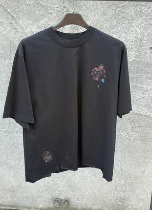 Футболка balenciaga унисекс ✦ чёрная distressed