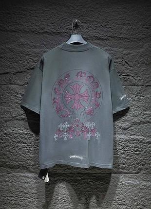 Футболка chrome hearts унисекс черная ✦ брендовая футболка с вышивкой s/m