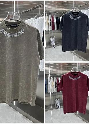 Футболка chrome hearts унисекс черная/бежевая/бордо ✦ брендовая футболка с логотипом